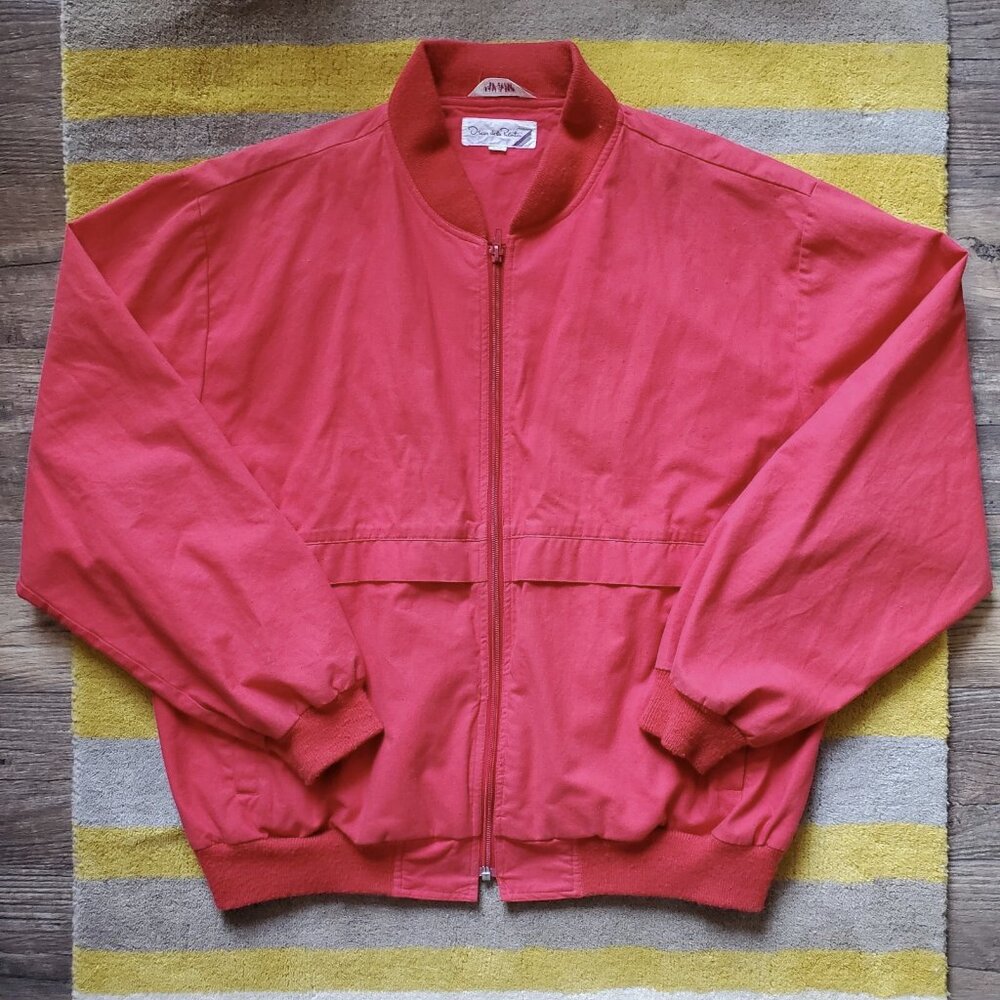 Vtg Oscar de la Renta Red Cotton Blouson Jacket | Large